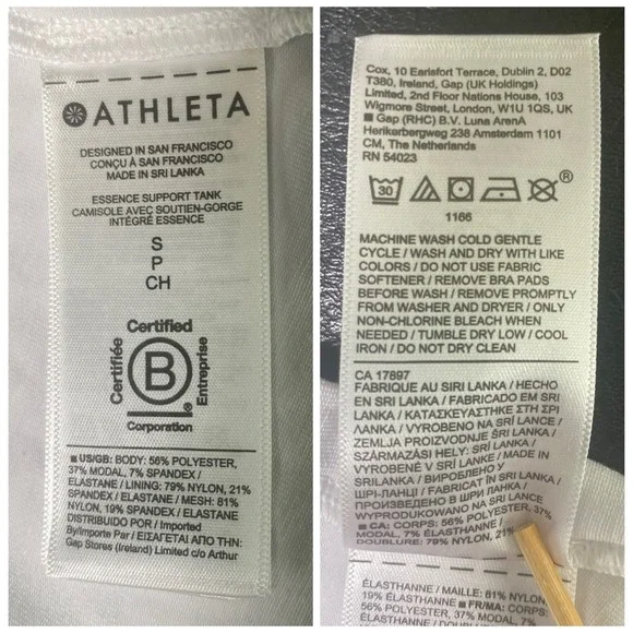 ATHLETA Essence Support Tank Top Removable Pads Side Slits Workout White Size Sm - Picture 9 of 9